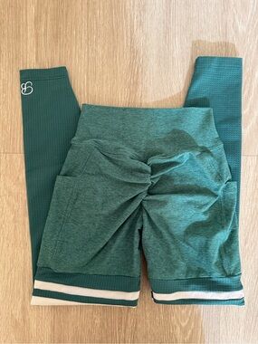 Bombshell Sportswear Scrunch Thigh Highs in Green and White